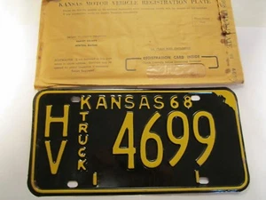 *Unused* TRUCK TAG License Plate 1968 KANSAS HV 4699 Haskell County [Z252] - Picture 1 of 1