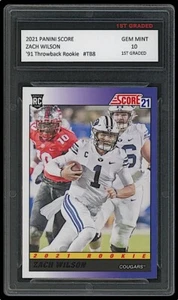 Zach Wilson 2021 Panini Score '91 Throwback 1st Graded 10 Insert Rookie Card  - Bild 1 von 1