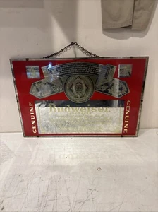 Vintage Early 70’s Budweiser Glass Mirror Sign 24 X 16 - Picture 1 of 16