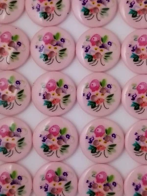 SIZE 24L-5/8" FLORAL PATTERN BUTTON, SHINY FINISH, 1 DOZEN, FREE SHIPPING USA - Image 1 of 4