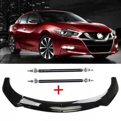 For 09-15 Nissan Maxima ST 2 layer Front Bumper Lip Spoiler Splitter +Strut Rods - Imagem 1 de 4