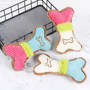 Puppy Teething Toy Vibrant Color Tough Teeth Squeaker Dog Chew Toy Plush - Picture 1 of 13