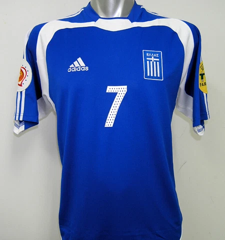 2004 GREECE Away S/S No.7 ZAGORAKIS EURO 04 jersey shirt sz S BNWT Cover