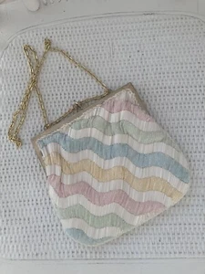 Vintage MAGID Handmade Pastel Glass Beaded Shoulder or Hand Bag Evening Purse! - Picture 1 of 12