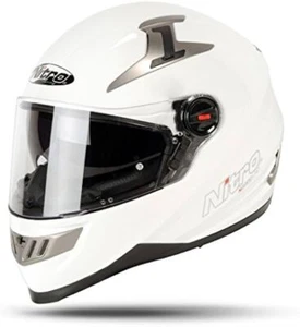 ** HALF PRICE ** NITRO N2200 MOTORCYCLE HELMET PLAIN GLOSS WHITE WITH SUN VISOR - Picture 1 of 3