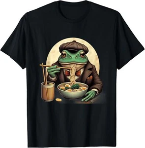 Frog Eating Ramen Kawaii Neko Japanese Noodles T-Shirt Hoodie - Picture 1 of 7