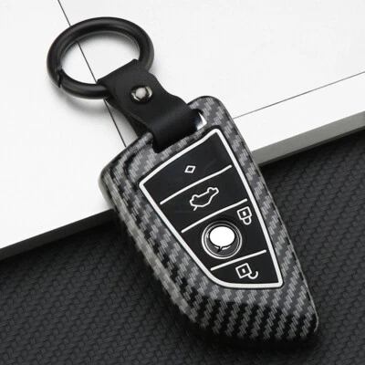 Fit BMW X1 X3 X5 X4 X6 X7 4 Button Carbon Fiber Remote Key Fob ABS Case Cover - Image 1 of 4