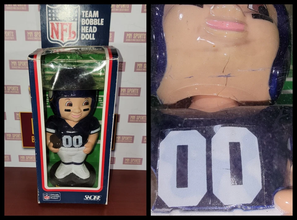 Minnesota Vikings Retro Boy Bobblehead SKORE Raro - La barbilla está agrietada Foto 1 de 1