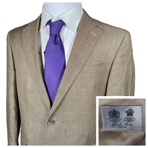 Austin Reed Sport Coat Men 40R Glen Plaid Check Wool Linen Blazer Summer Jacket - Picture 1 of 17