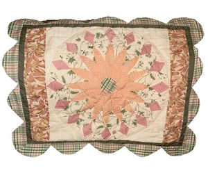 Cuscino Sham Girasole Smerlato Plaid Rosa Verde Set di 2 Standard Cottagecore - Foto 1 di 11