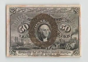 USA 50 Cents 1863 FRACTIONAL CURRENCY, Fr 1321, Nice AU, 18-63 R-2 Surcharge. K8 - Picture 1 of 2