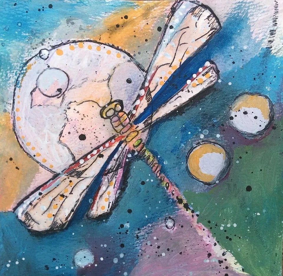 Pintura Acrílica Libélula Original 6" X6" Foto 1 de 1