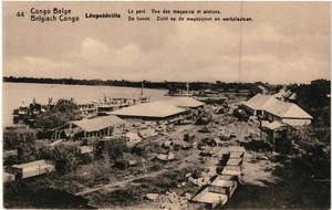 CPA Carte Postale Congo Belge Léopoldville Le Port Vue des magasins et Ateliers - Picture 1 of 2