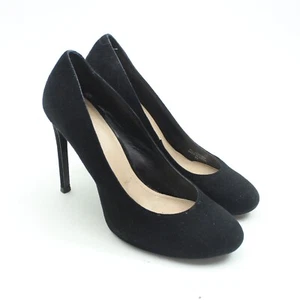 Pour la Victoire Womens Sz 8 Black Suede Vero Cuoio Leather Pumps Stiletto Heels - Picture 1 of 11