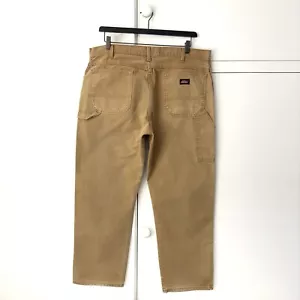 Dickies Tan Brown Relaxed Straight Carpenter Trousers Duck Canvas Jeans W38 L32 - Picture 1 of 8