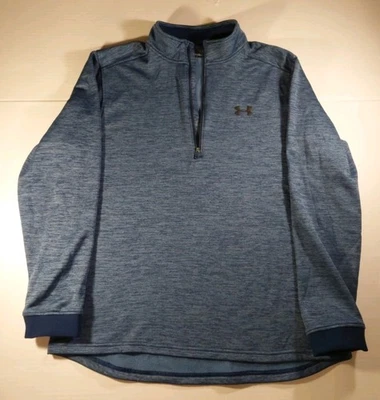 Under Armour 男式 ColdGear 抓绒夹克 Bluep 1/2 拉链套衫 XL 码二手状况完好 — 第 1/4 张图片