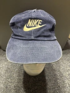 Gorra Snapback de Pana Azul Nike Yupoong Vintage 1985. Raro - Imagen 1 de 6