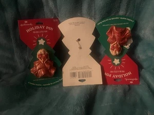 1995 HALLMARK 3 BARBIE HOLIDAY LAPEL PIN RED DRESS 2.5" NEW - Picture 1 of 5