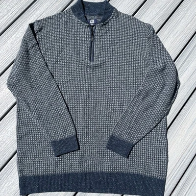 Men's 3XLB 1/4 Zip Cutter & Buck Merino Wool Acrylic  Navy/white  Sweater - Image 1 of 4