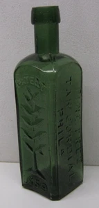 L.Q.C. Wishart's Pine Tree Tar Cordial Green Glass Bottle Phila. Antique - Picture 1 of 13