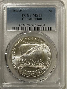 1987 P US Constitution Silver Dollar PCGS MS69 - Picture 1 of 8