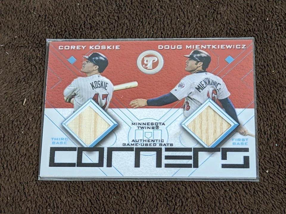Reliquia de murciélago Topps Pristine Corey Koskie Doug Mientkiewics 2003 gemelos Foto 1 de 1