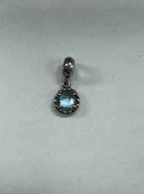 Pandora Sterling Silver Blue Topaz Cool Breeze Dangle Bead Charm Authentic  - Image 1 of 2