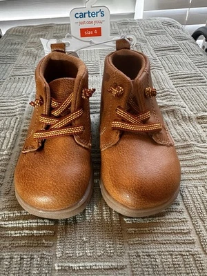 Carters Baby Boy Brown Leather Boots Size 4 - Image 1 of 2