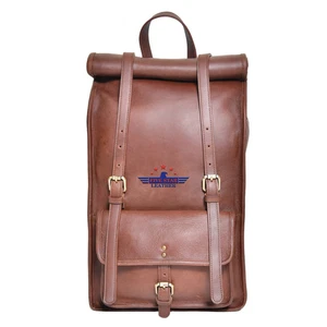 Five Star Leather 15 Inch Roll Top Backpack Handmade 2mm Travel Fashion Bag - Picture 1 of 10