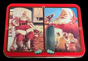 Coca-Cola Santa Claus Playing Cards in Vintage Christmas Tin 2 Decks Cards 1995 - Picture 1 of 4