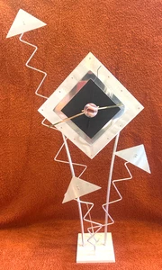 ¡RANDOLPH AUTÉNTICO de colección! RELOJ PLATA ESCULTURA ARTE DE MESA Abstracto Post Moderno - Imagen 1 de 8