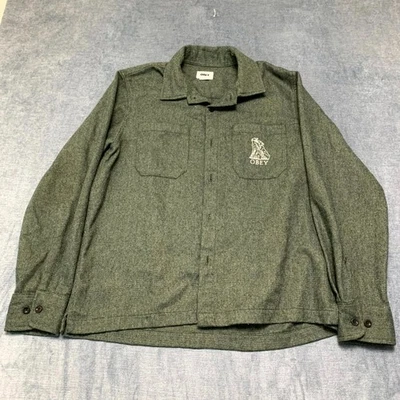 Camisa de Franela Obey Para Hombres Mediana Verde Lana Logo Occidental Abotonada Informal Exterior Foto 1 de 4