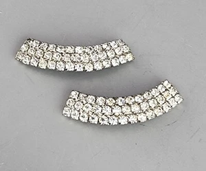 Vintage Musi Shoe Clips Wide Rhinestone Crystal - Picture 1 of 4