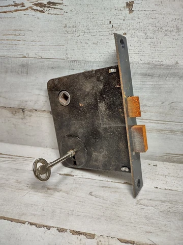 Vintage Interior Mortise Door Lock with Working Skeleton Key *WORKS* Cover