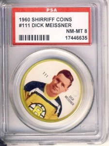 1960 SHIRRIFF COINS # 111 DICK MEISSNER,BRUINS-PSA 8++++++VIVID LOW POP BEAUTY ! - Picture 1 of 1