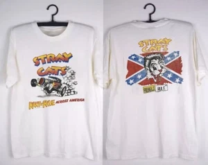 Camisa Stray Cats, Camiseta Unisex Stray Cats Tour Algodón Blanco 2 Lados S-5XL - Imagen 1 de 2