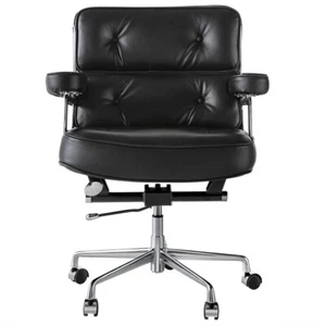 Schwarz Leder EAMS Bürostuhl Chefsessel Drehstuhl Büro Gaming Schreibtischstuhl - Bild 1 von 8