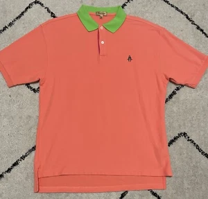 Paul Stuart Polo Shirt Mens Medium 100% Pima Cotton Short Sleeve Pink Green Soft - Picture 1 of 6