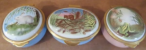 3 Staffordshire Enamels Nikola Barley Drawling Trinkets-Rabbit,Squirrel,Frog - Picture 1 of 21