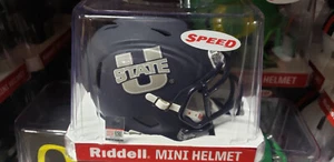 UTAH STATE AGGIES MATTE BLUE DESIGN REPLICA MINI HELMET NCAA RIDDELL - Picture 1 of 4