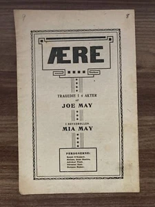 Ehre Mia May Harry Liedtke Max Landa Joe May 1917 Danish Movie Program - Picture 1 of 8