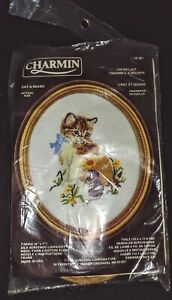 Janlynn Charmin Cat & Mouse Crewel Embroidery Kit with Frame 6" x 7" 19-101 