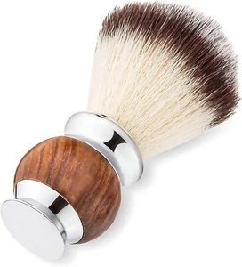 Shaving Brush For Men Synthetic Silvertip Hairs Wood Metal Base Shave Brush Gift - Picture 1 of 16