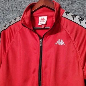 Chaqueta deportiva Kappa para mujer cremallera completa mediana roja negra gris cinta logotipo Y2K grunge - Imagen 1 de 13