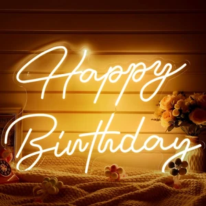 30" X 21" Large Happy Birthday Neon Sign LED Neon Light Signs with Dimmable Swit - Picture 1 of 7