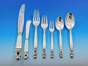 Acorn by Georg Jensen Danish Sterling Silver Flatware Set for 12 Dinner 91 pcs - Picture 1 of 12
