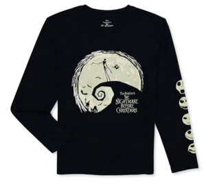 Disney The Nightmare Before Christmas Boy's SIZE M 8 Long Sleeve Tee Black NWT - Picture 1 of 7