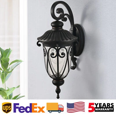 Aplique de porche con pantalla de vidrio de bronce antiguo vintage de 23"" para luz de pared exterior Foto 1 de 4