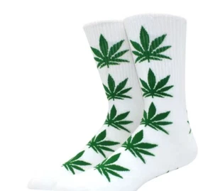 Pot Leaf 420 Marijuana White/Green one size fits size 7-12 UNISEX/Men/Women - Picture 1 of 1