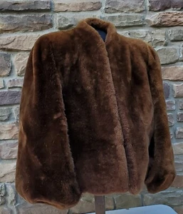 Chaqueta Abrigo encogimiento de Colección Años 50 MILLER FURS CHICAGO Capa Súper Suave Marrón Profundo - Imagen 1 de 15